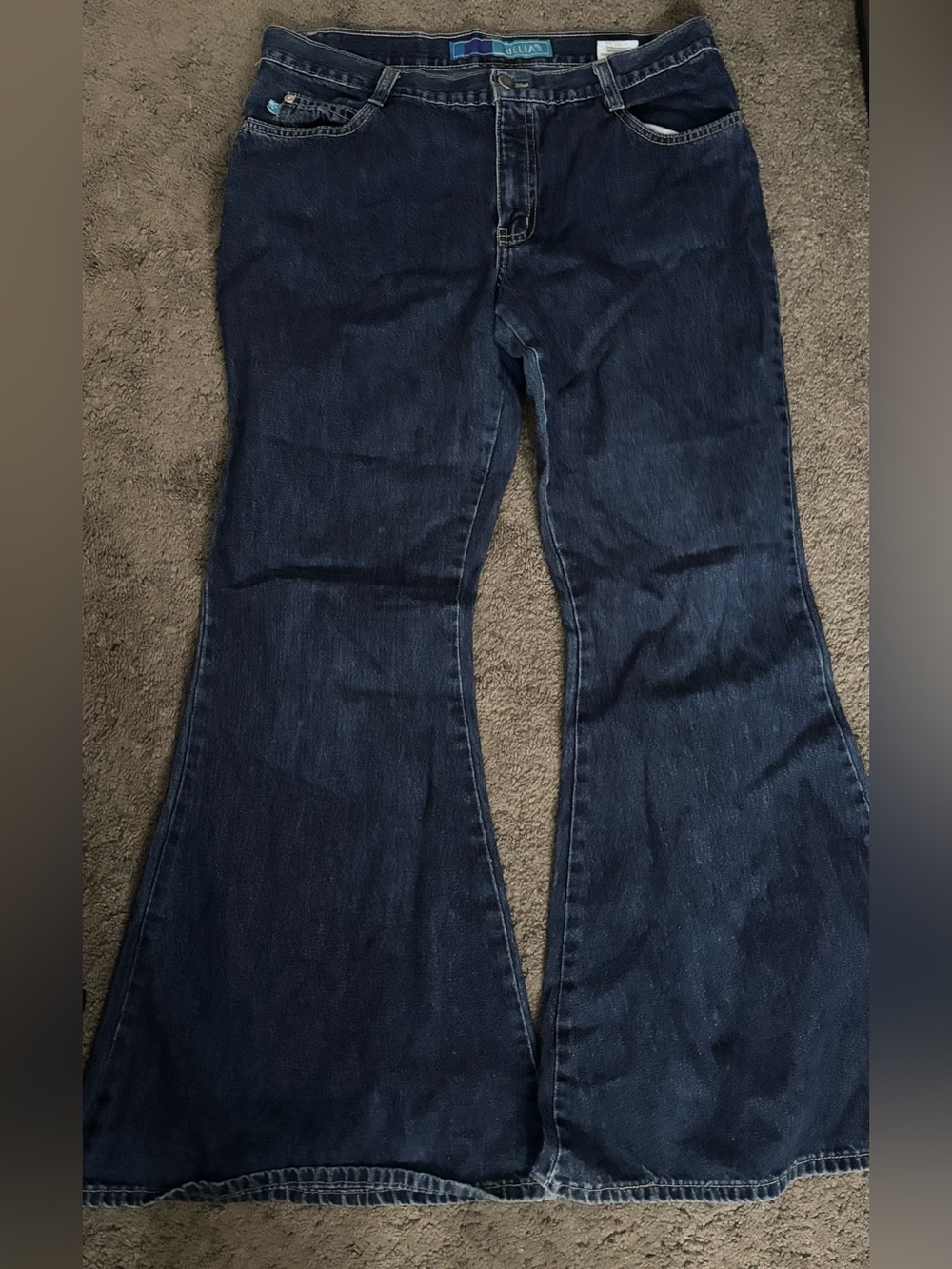 Vintage dELiA*s Women’s Blue Dark Wash Denim Flare Jeans 100% Cotton Size 13/14